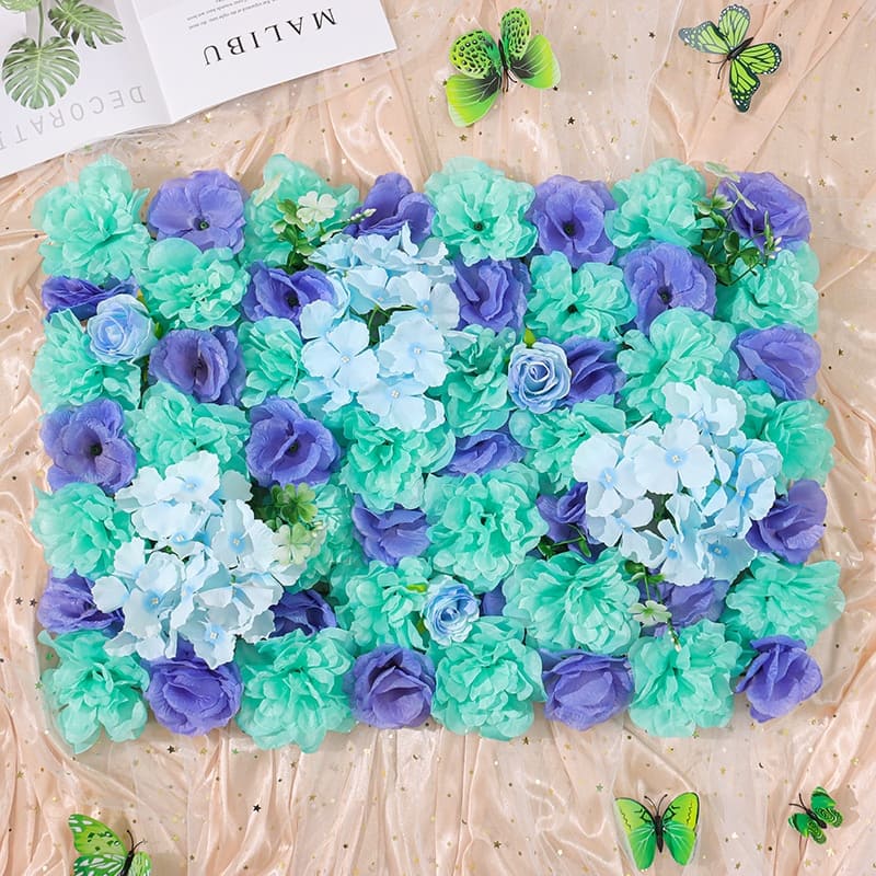 Fleurs Artificielles pour Extérieur Vert et Bleu
