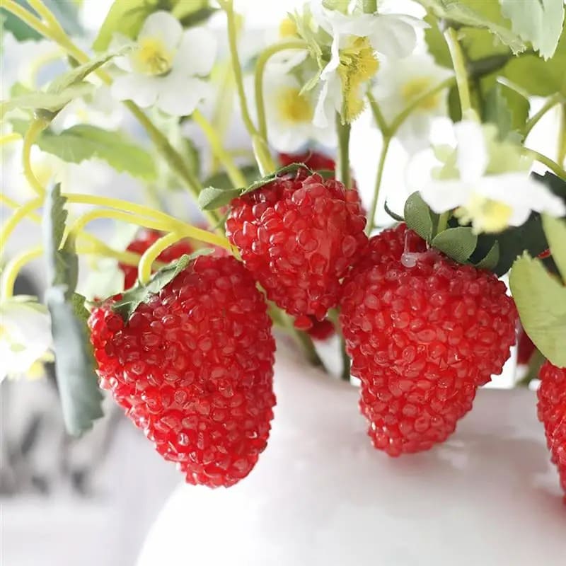 Fleurs Fraises Artificielles Rouge