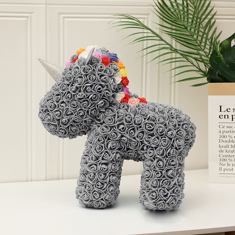 Licorne en Rose Classique Gris