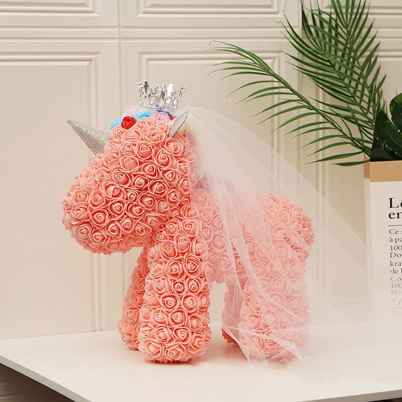 Licorne en Rose Couronnée Pêche