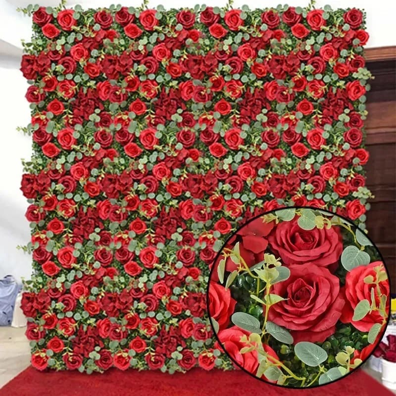 Mur de Fleurs Mariage Roses