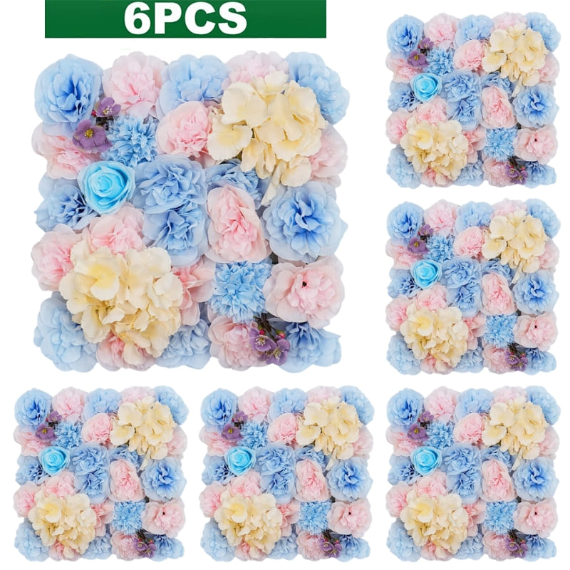 Murs de Fleurs Artificielles Mariage Bleu Clair, Rose Clair, Champagne