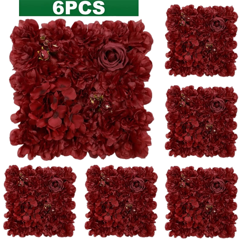 Murs de Fleurs Artificielles Mariage Rouge Foncé