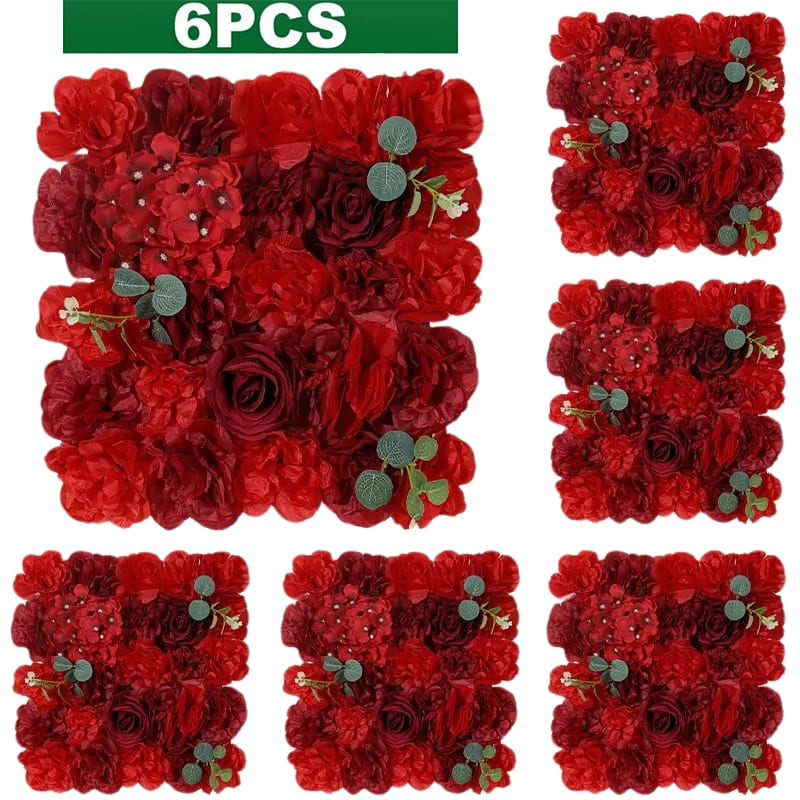 Murs de Fleurs Artificielles Mariage Rouge