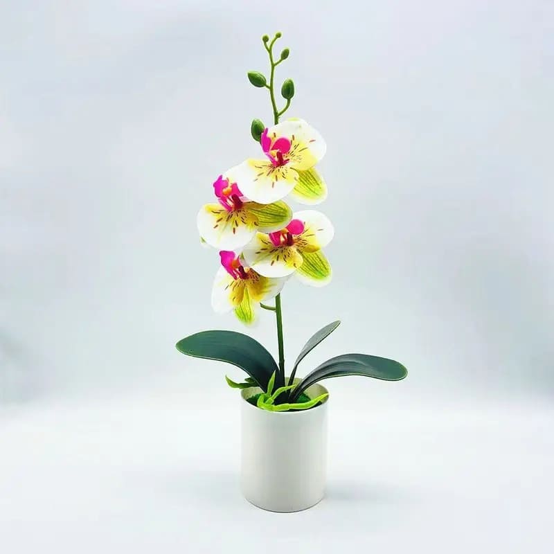 Orchidée Artificielle Pas Cher Blanc et Jaune