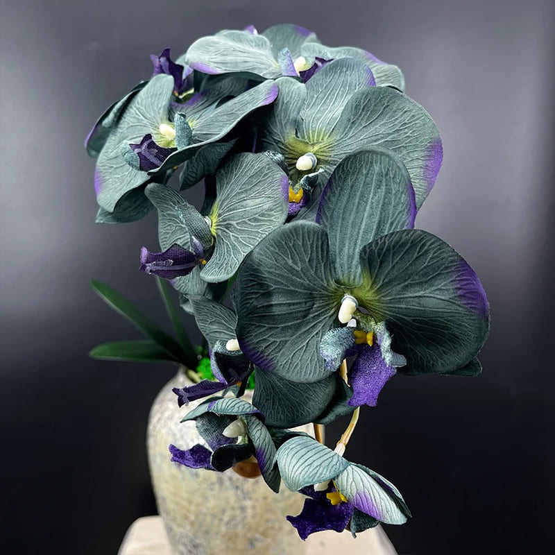 Orchidées Artificielles Haut de Gamme Bleu Vert