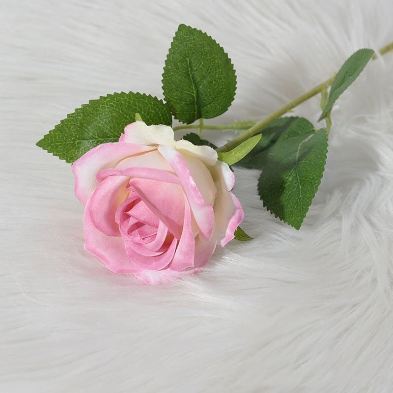 Rose Artificielle Rose et Blanc