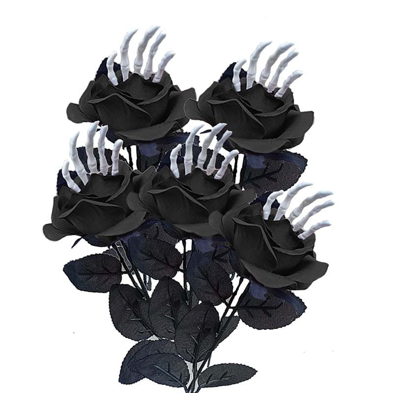 Roses Artificielles Squelette Halloween Noir