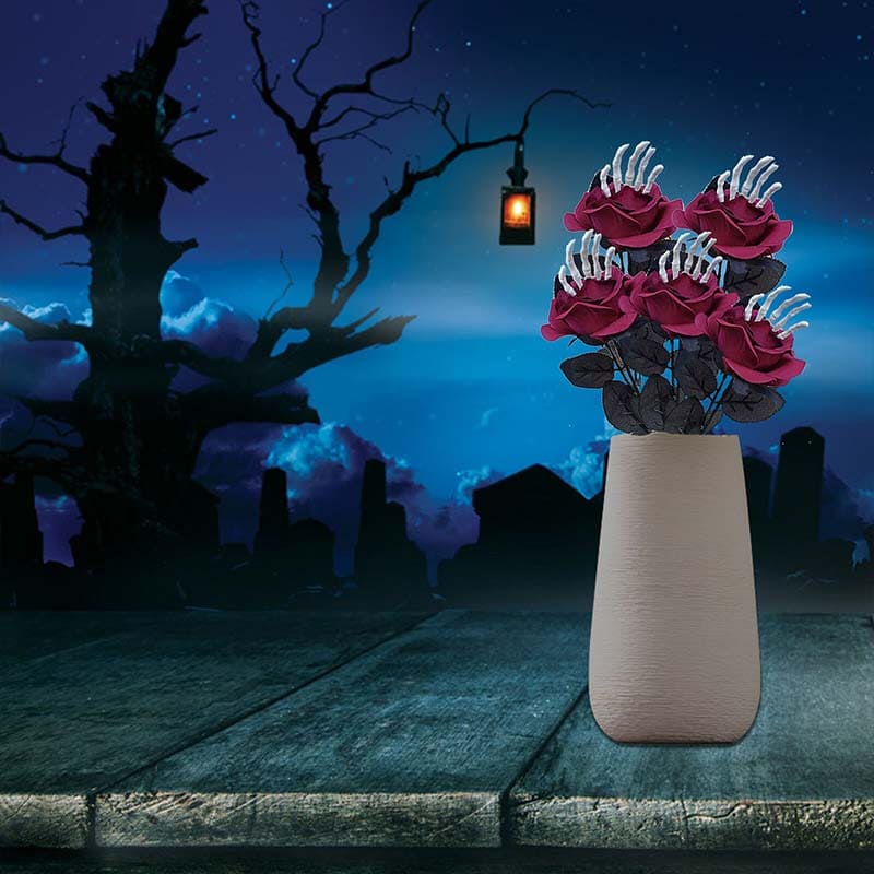 Roses Artificielles Squelette Halloween Pot