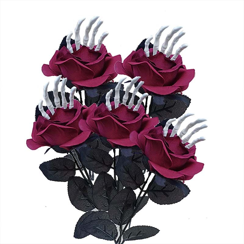 Roses Artificielles Squelette Halloween Rouge