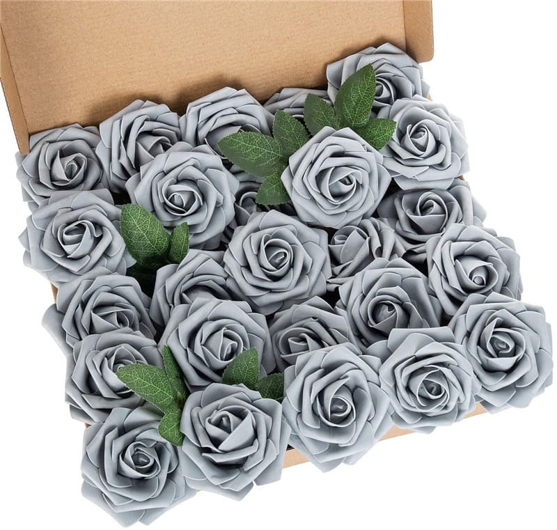 Roses Artificielles en Mousse Gris