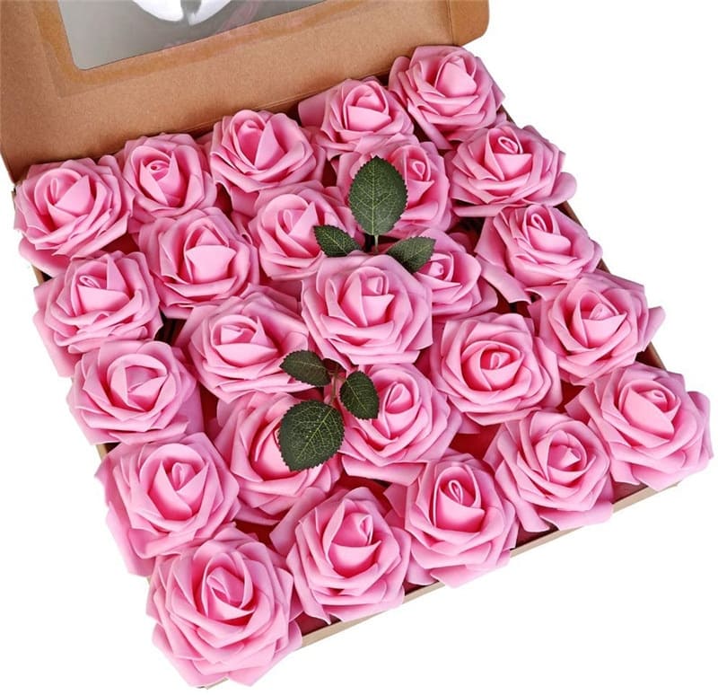 Roses Artificielles en Mousse Rose