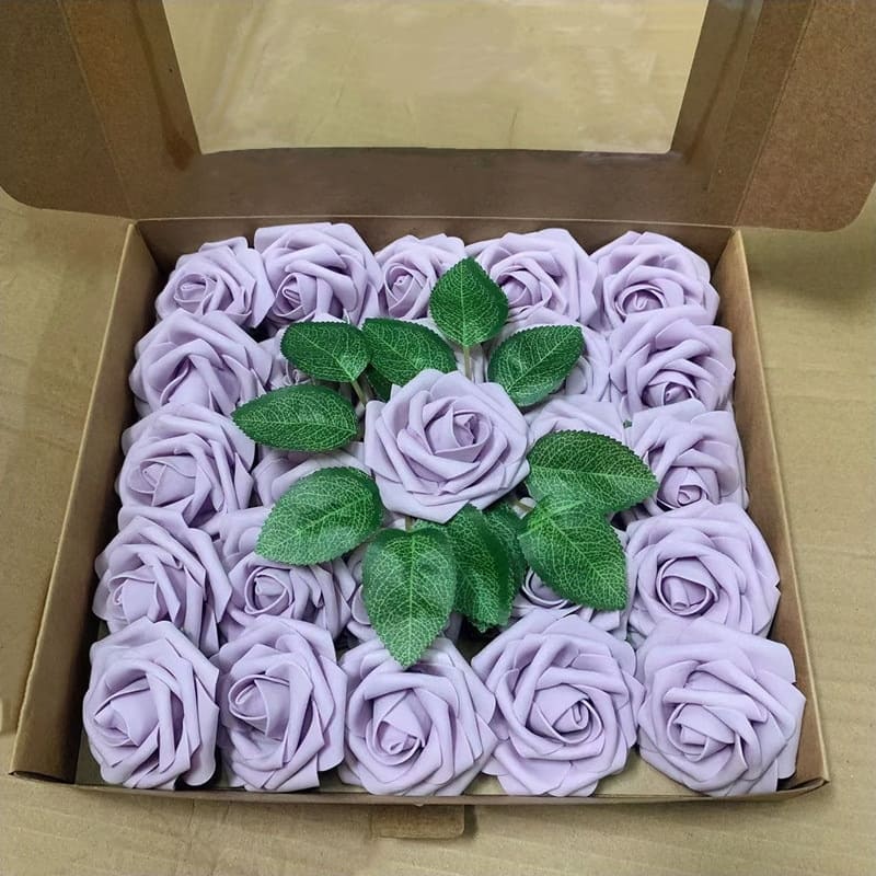 Roses Artificielles en Mousse Violet Clair