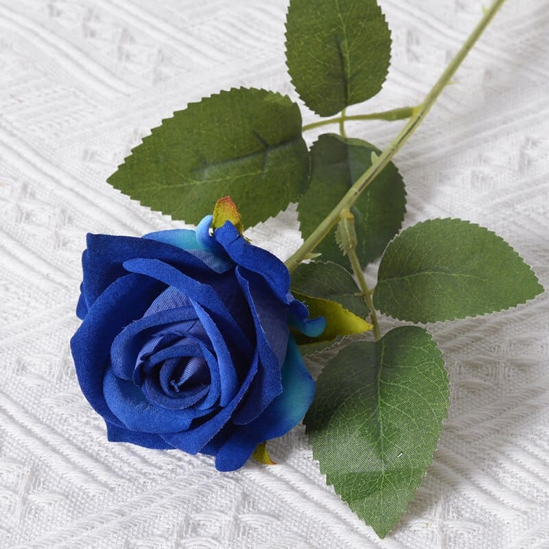 Roses Artificielles en Velours Bleu