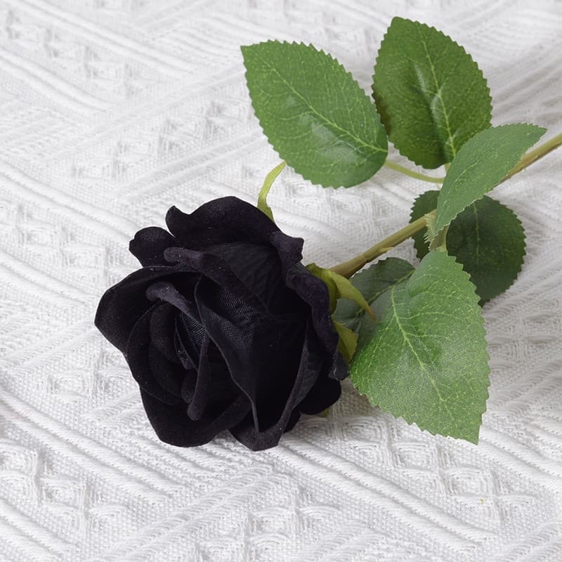 Roses Artificielles en Velours Noir