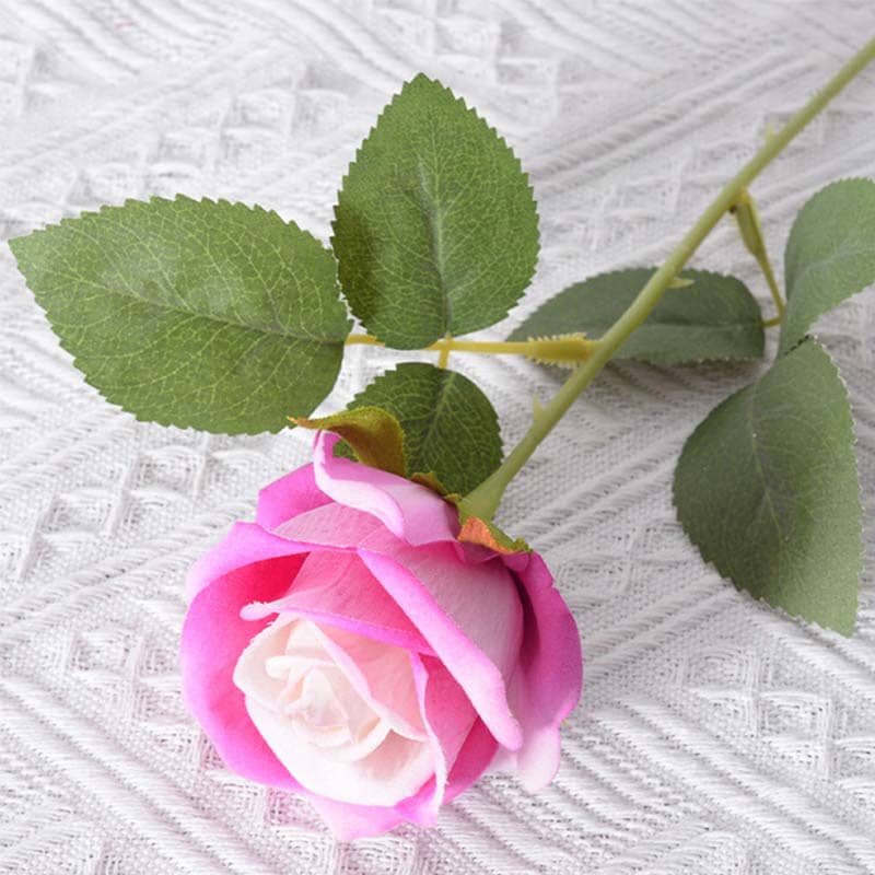 Roses Artificielles en Velours Rose et Blanc