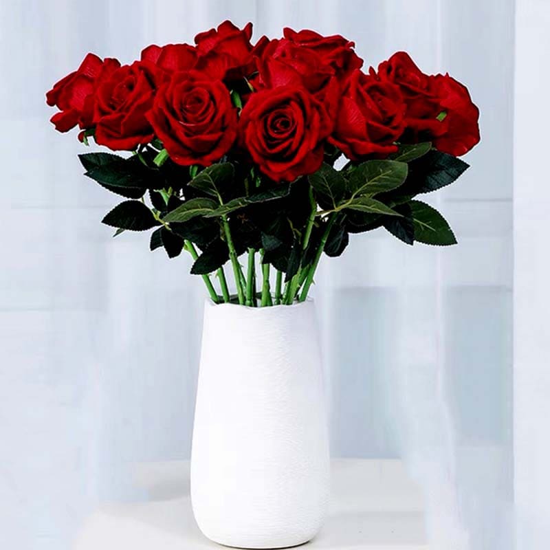 Roses Artificielles en Velours Vase