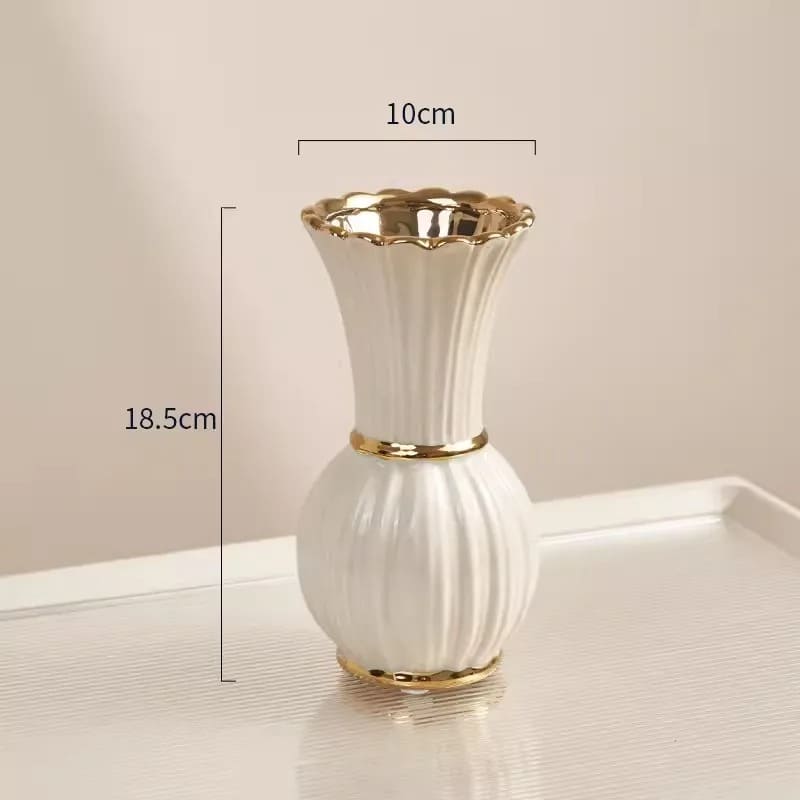 Vase Blanc et Or 18,5cm