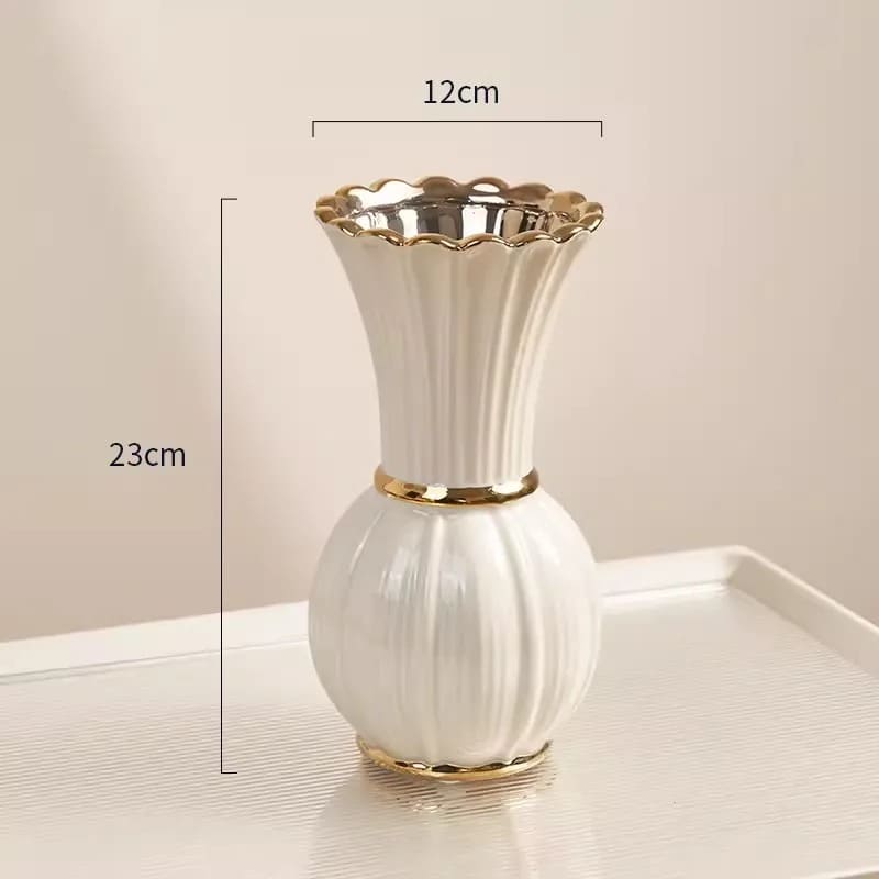 Vase Blanc et Or 23cm