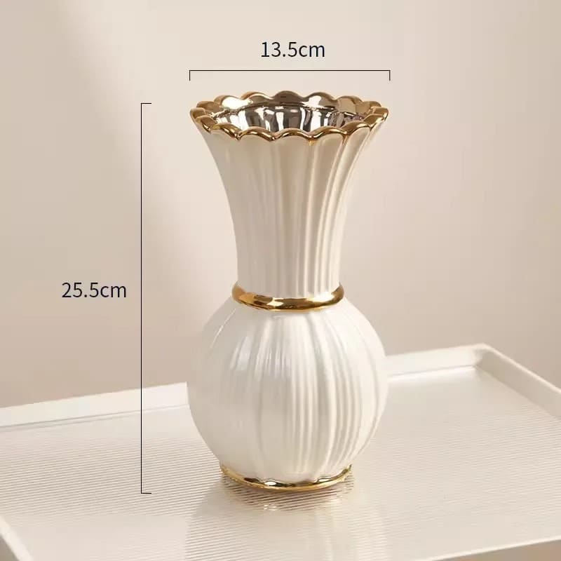 Vase Blanc et Or 25,5cm