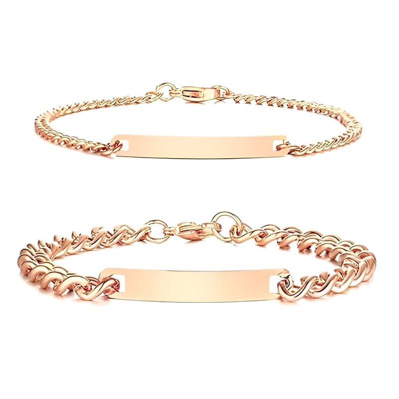 Bracelets Personnalisés pour Couple avec Coffret Rose Éternelle Or Rose