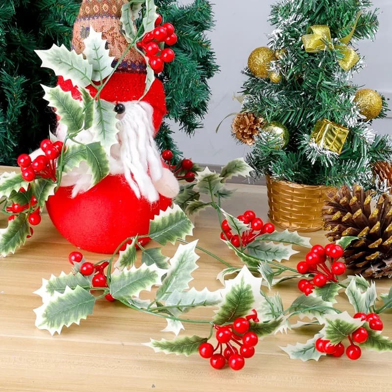 Guirlande de Noël feuillage baies rouges, guirlande de Noël baies de houx  artificielles, décorations de fête, décorations de cheminée et de cheminée  -  France