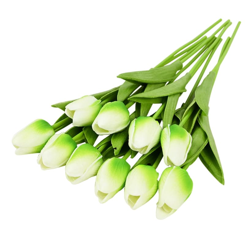 Tulipes Artificielles Blanc et Vert