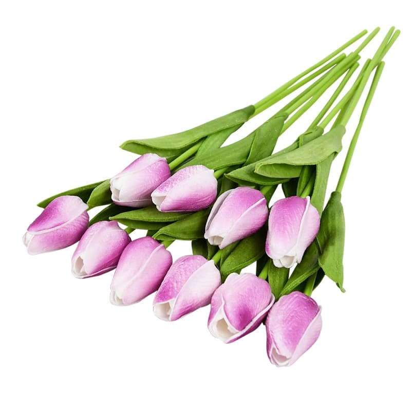 Tulipes Artificielles Mauve et Blanc