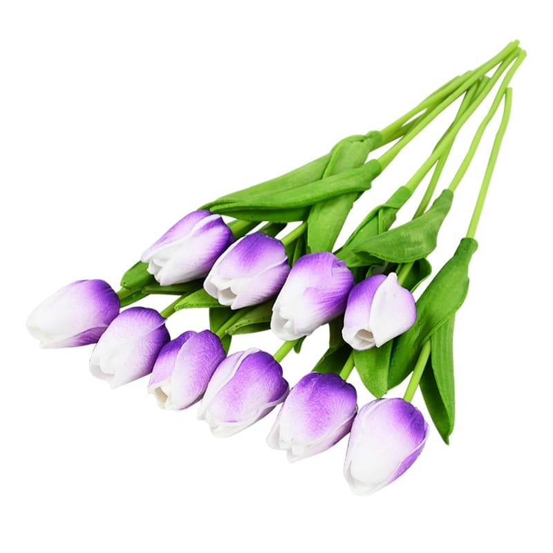 Tulipes Artificielles Violet et Blanc